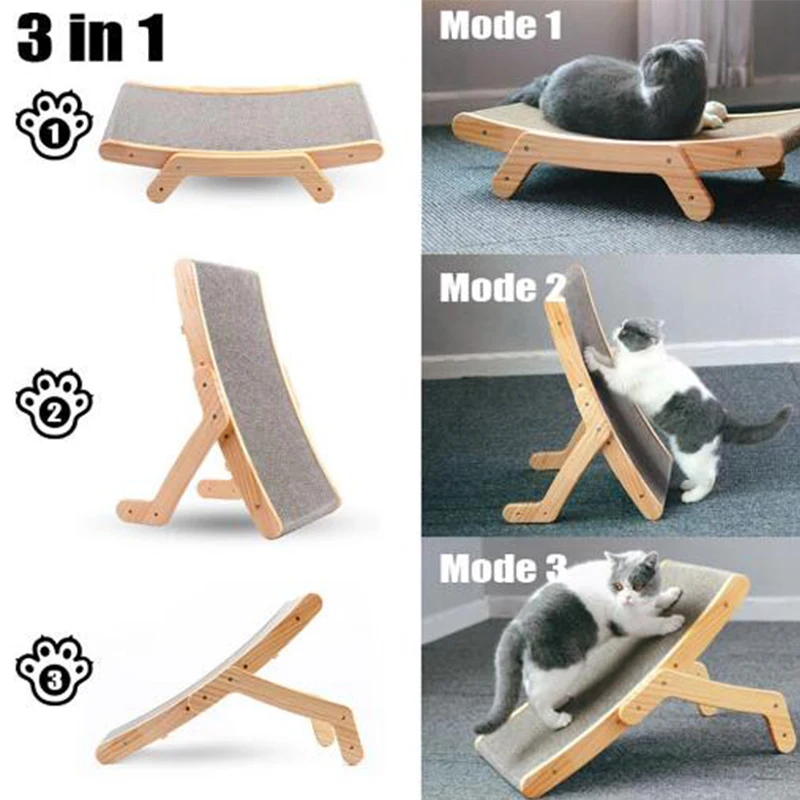 Rascador de madera para gatos, tablero rascador para gatos, cama 3 en 1, almohadilla Vertical, juguetes para gatos, raspador de uñas, estera, garra de molienda de entrenamiento - imagen 3
