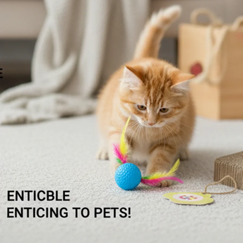 Pelota de plumas para gatos – Interactiva con sonido y ejercicio - imagen 3