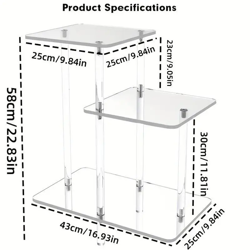 Acrylic Side Table Multifuntional Organizer Convenient Bedside Table Home Decoration End Table for Bathroom Bedroom Study Room
