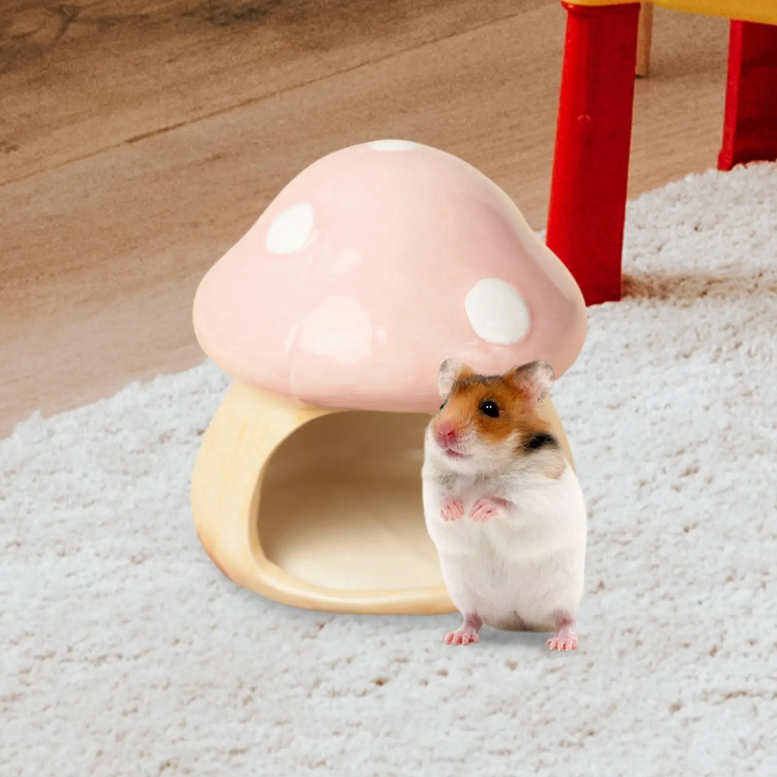 Mushroom Hamster Hideout Cute Guinea Pig House for Chinchilla Rat Guinea Pig