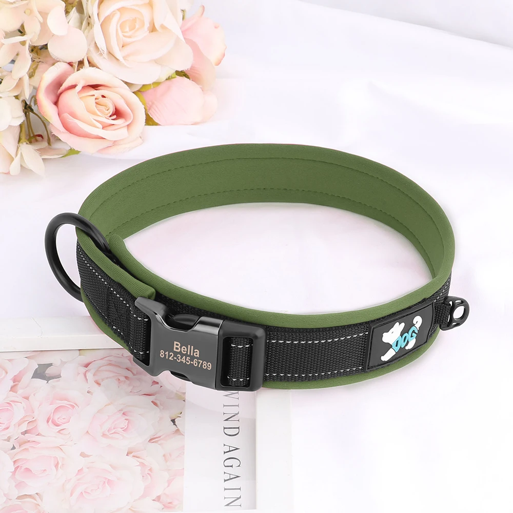 Collar reflectante acolchado para perros Pitbull y Pug