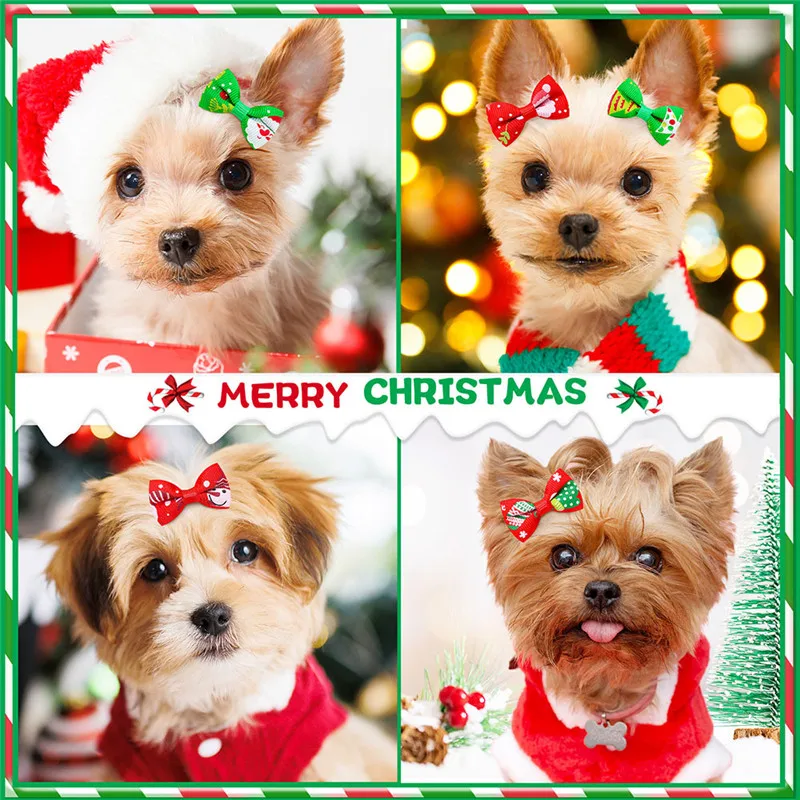 Horquilla para el pelo hecha a mano para perros y gatos, mezcla de colores navideña, horquilla, accesorios de aseo para Chihuahua - imagen 4