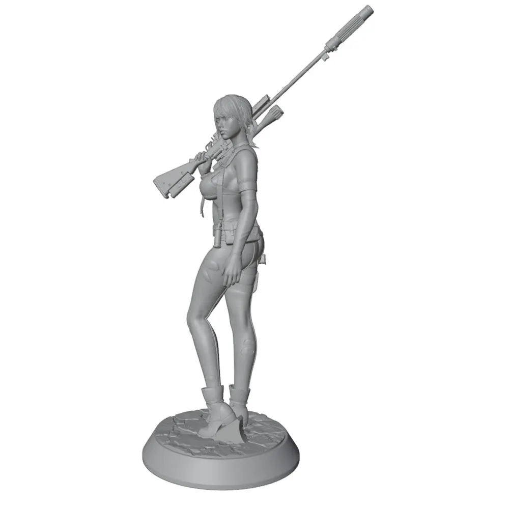 Miniatura resina Sniper Girl artesanal sin pintar y pintado a mano - imagen 3