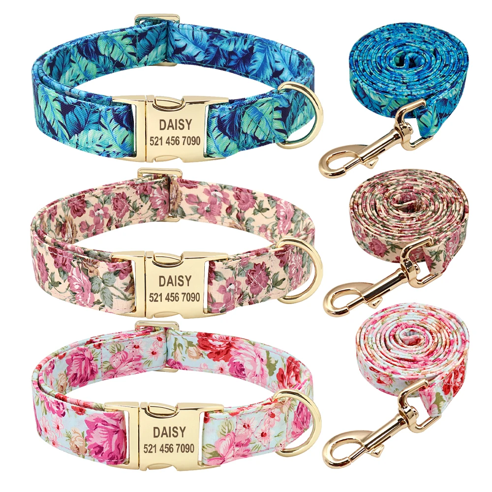 Collar de nailon estampado para perro, arnés, correa de malla, chaleco para cachorro y gato, collares personalizados para mascotas, antipérdida para perros pequeños y medianos, gatos, color rosa - imagen 4