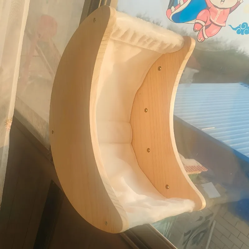 Hanging Cat Hammock Wooden Pet Cat Hammock Suction Cup Window Kitten Cats Bed Furniture Accessories Kittens Pets Catnap Product - imagen 2