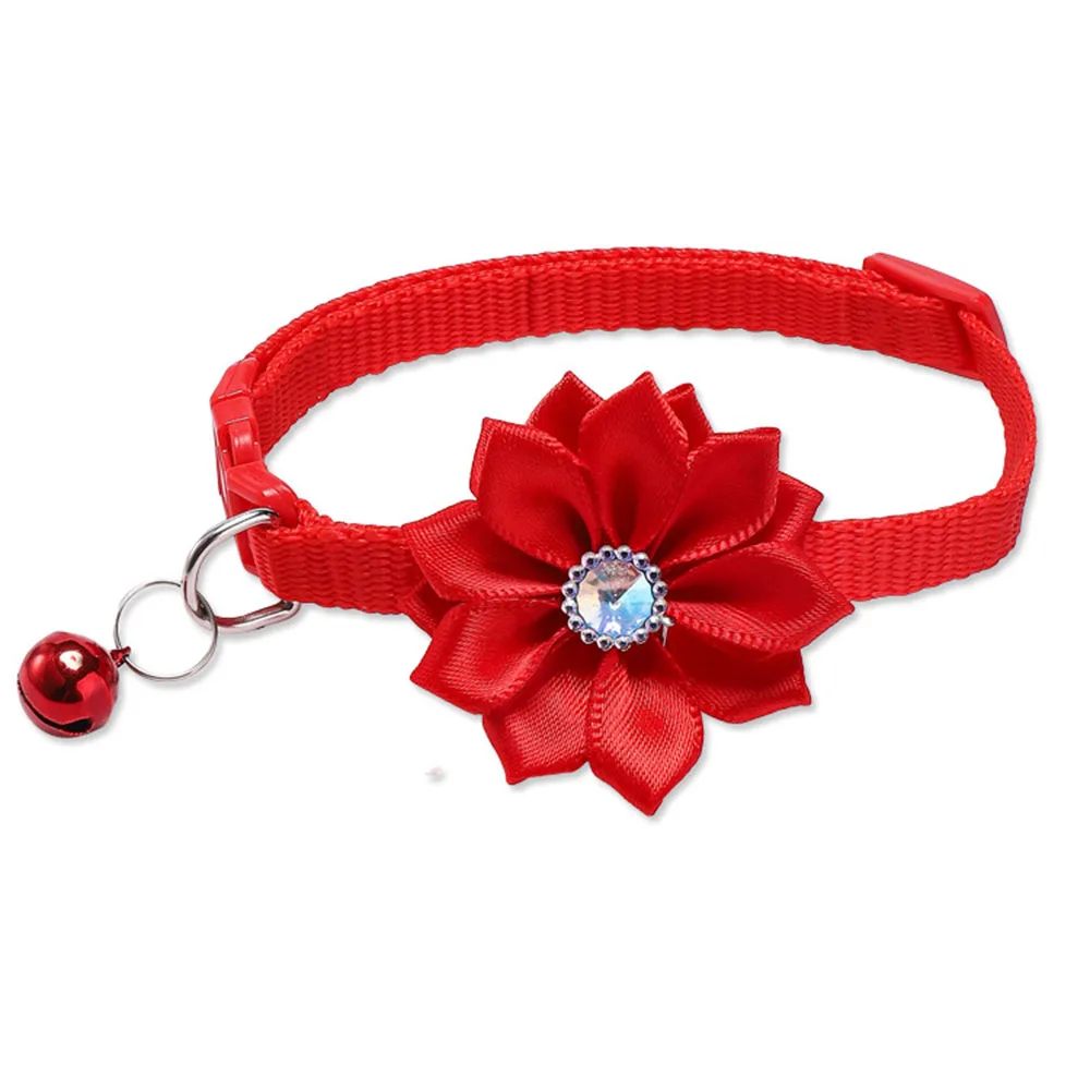 Collar para mascotas con pajarita floral: lindo collar para gatitos con lazo de flores para gatos, banda ajustable para el cuello para perros, Collar para cachorros, accesorios para mascotas - imagen 2