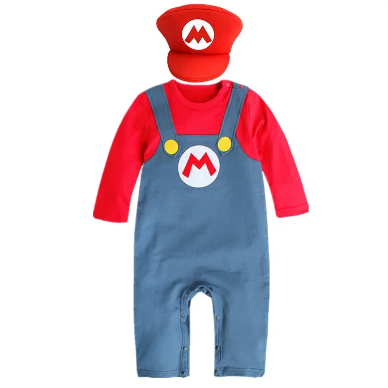 Super Marios Bros bebé niño Anime con capucha hermanos mono Halloween algodón bebé Cosplay traje niños pequeños disfraz niños Pyjamsas regalo - imagen 2
