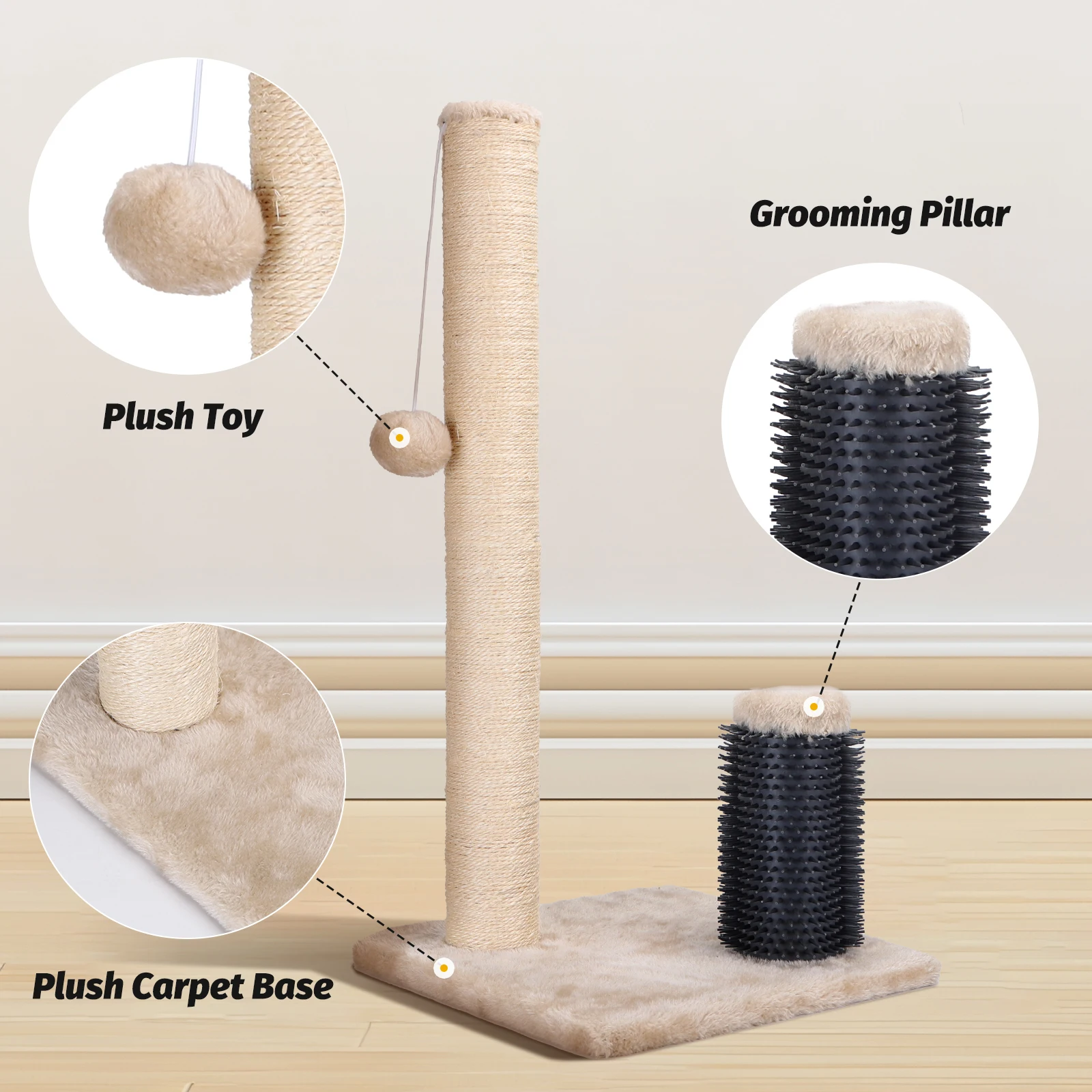 Rascador para Gatos Poste de Rascador para Gatos 60x30x30cm Beige - imagen 3