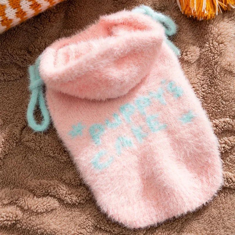 Ropa para mascotas, suéter con capucha de piel de visón de invierno, bonita chaqueta de helado, oso de peluche, abrigos para perros pequeños, ropa para cachorros, ropa con capucha para perros - imagen 5