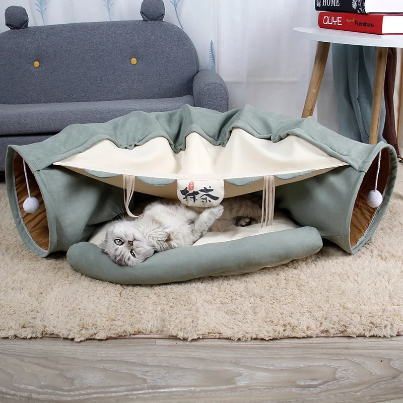 Cama de túnel para gatos, casa de tubo, nido interactivo para juego, juguetes ocultos, accesorios para mascotas - imagen 3