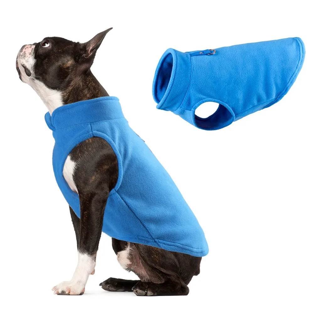 Ropa cálida de lana para perros, chaqueta para perros, chaleco con anillo en D para perros pequeños y gatos, disfraces de Bulldog Francés, abrigo para Chihuahua