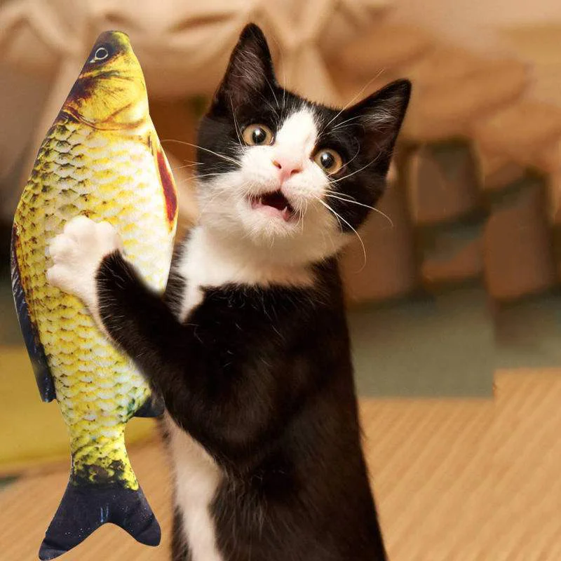 Rascador de juguete de pez para gato, Simulación interactiva, títere de relajación, coño, suministros para mascotas, juego de peluche - imagen 5