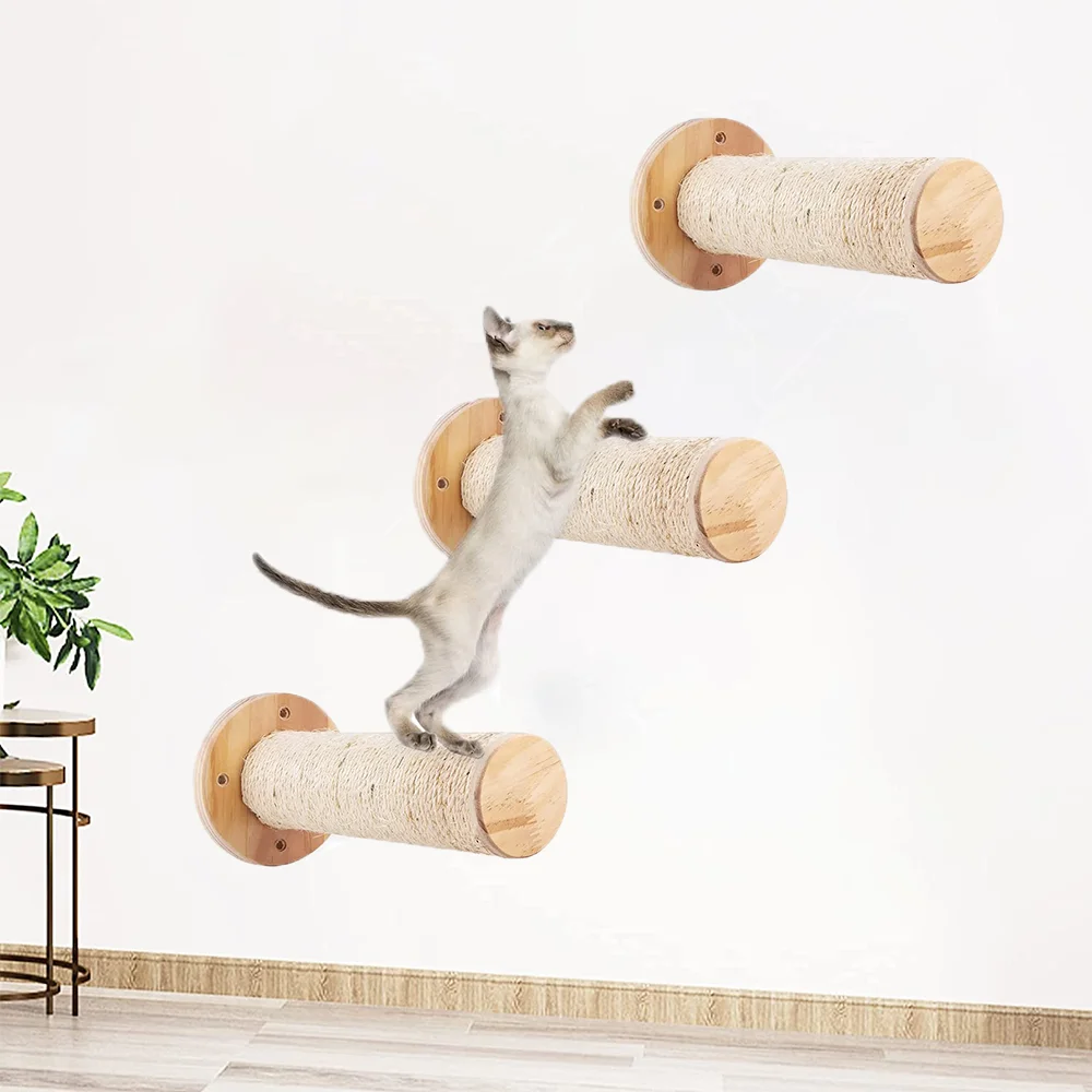 Hamaca montada en la pared para gatos, juego de rascador para mascotas, muebles de madera, árbol para gatos, plataforma de salto, juguete para casa, 1 unidad - imagen 4