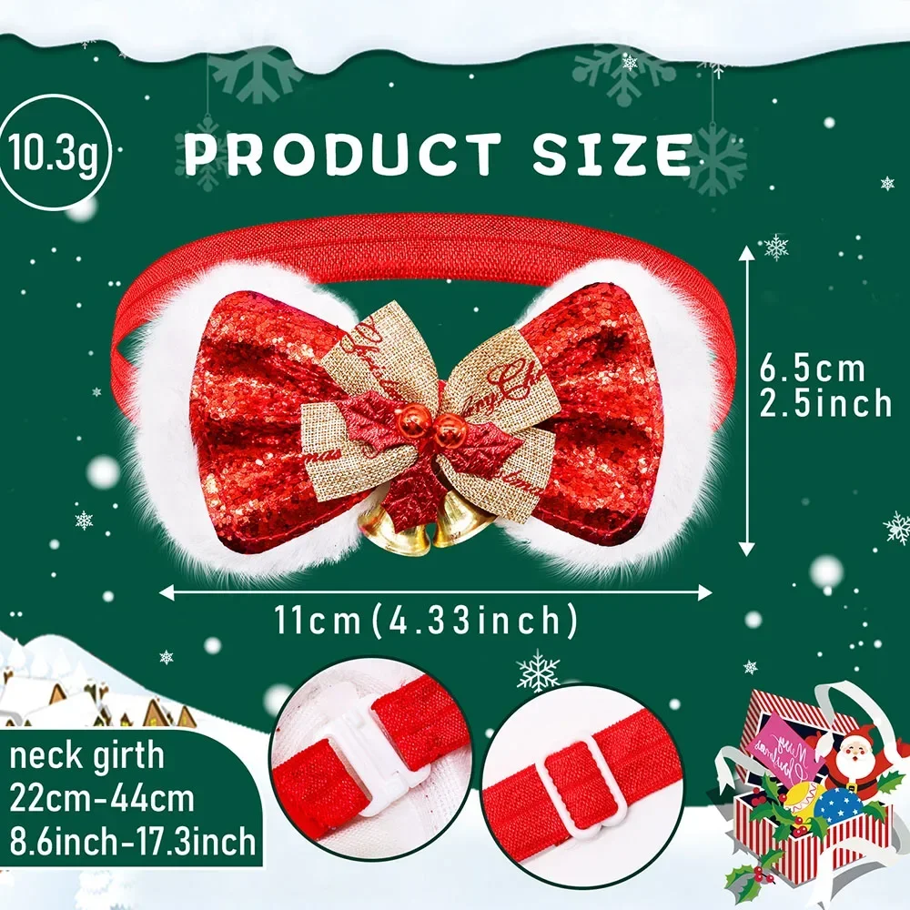 20 piezas pajaritas grandes para perros, pajarita navideña para mascotas pequeñas y medianas, Collar con banda elástica, lazos para fiesta, escenario, aseo para perros pequeños - imagen 3