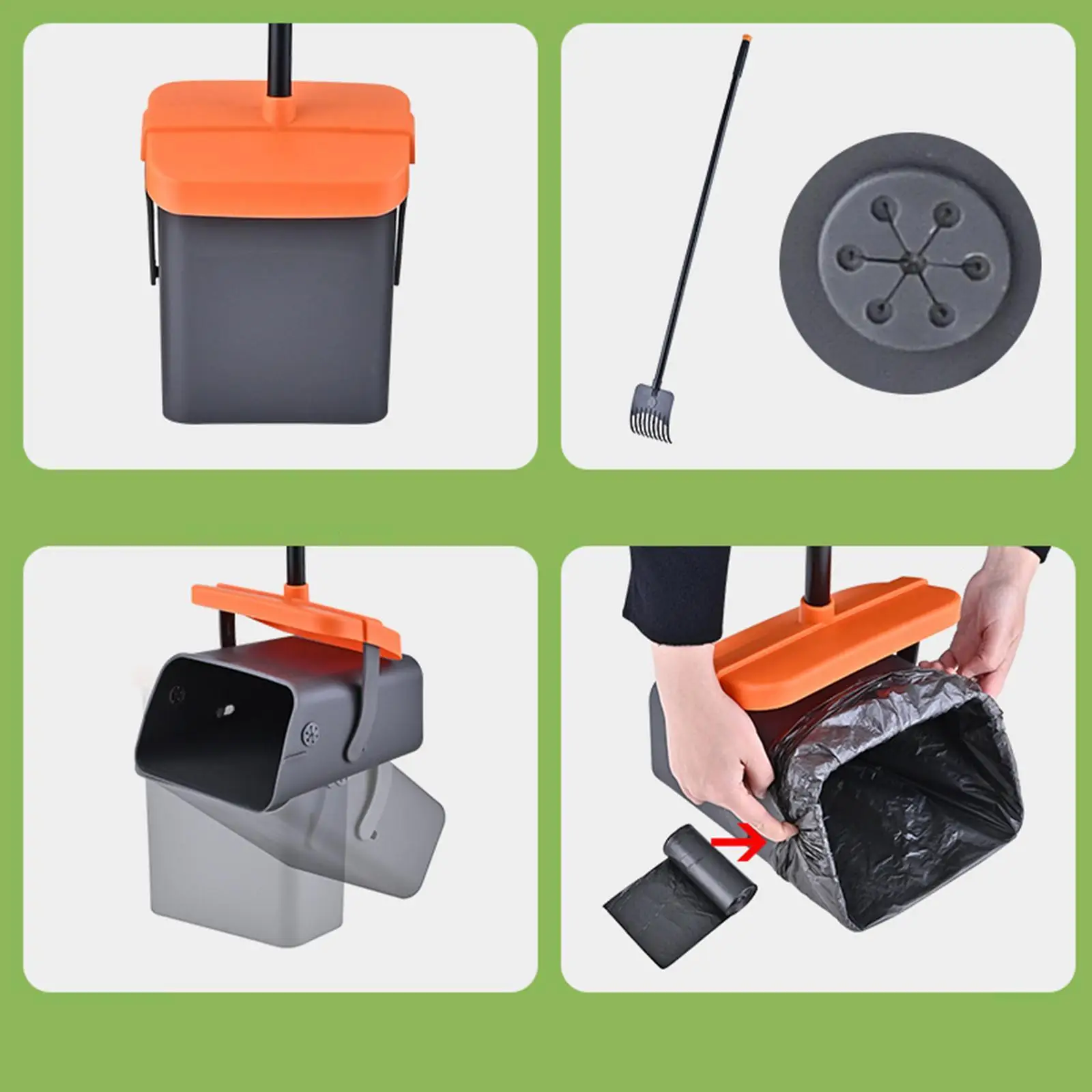 2x Dog Poo Scooper Tray and Rake Set for Kitten Large Medium Small Dogs Yard