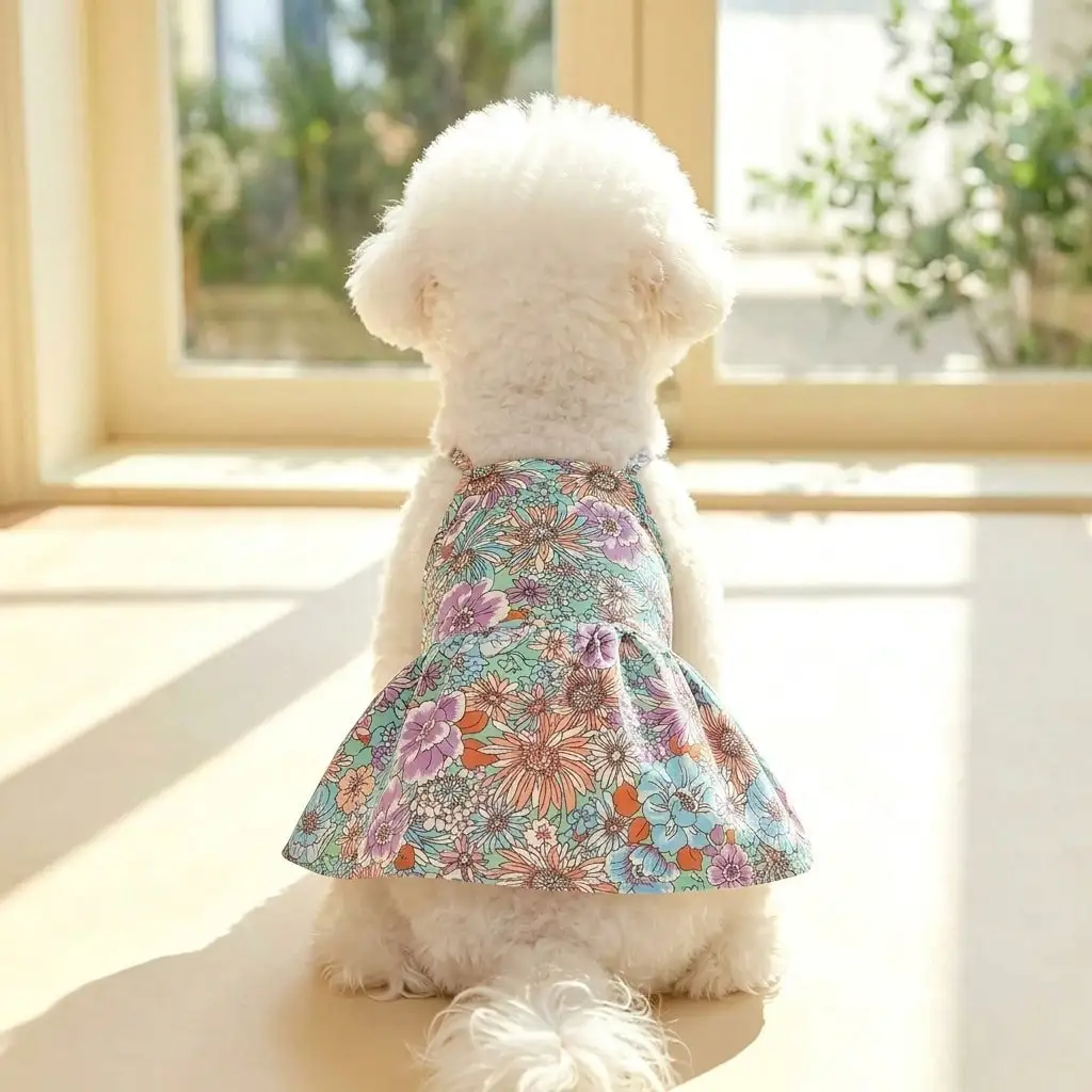 Vestido floral para perros y gatos pequeños de primavera y verano - imagen 3