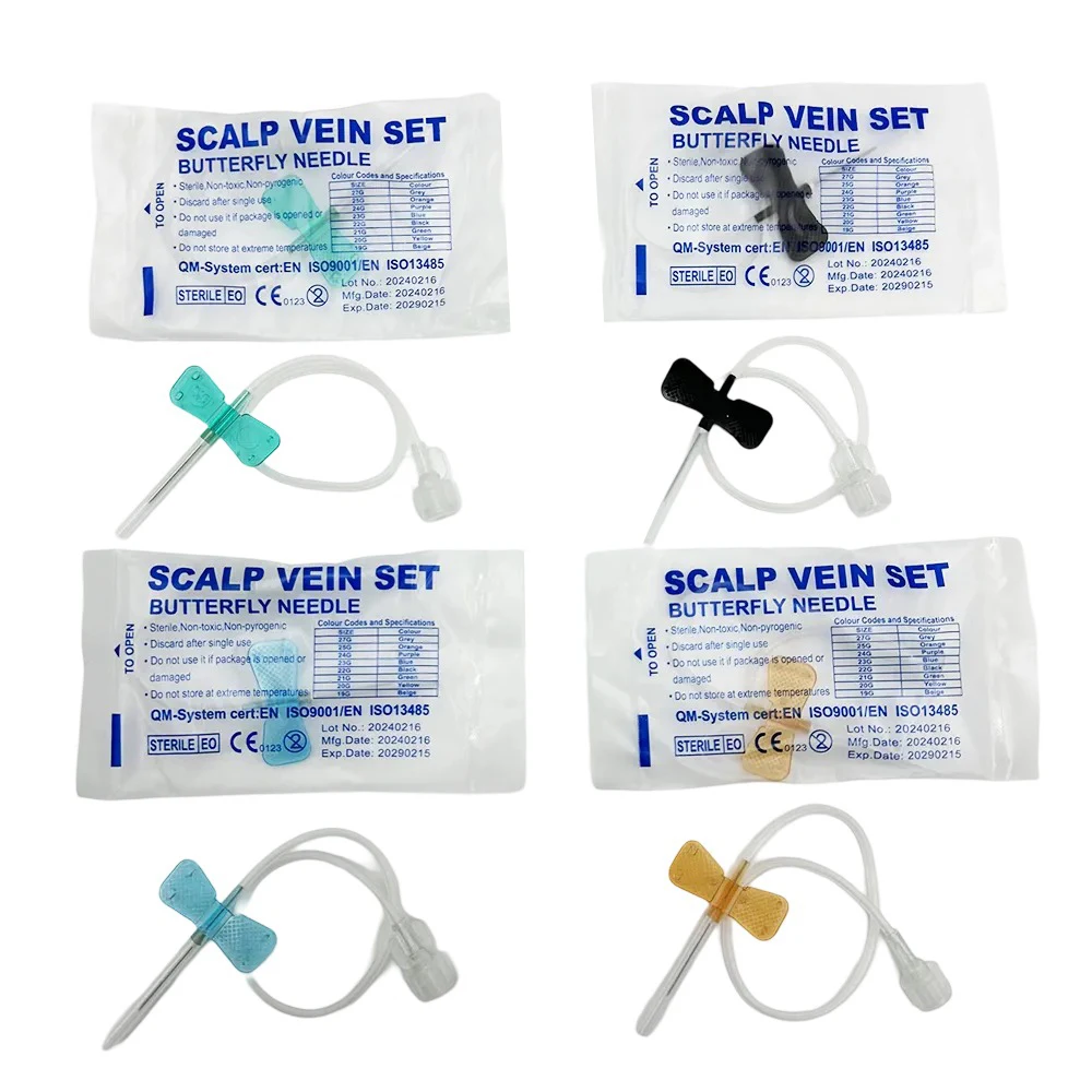 100 unids/lote aguja de infusión de sangre de mariposa desechable tipo ala doble aguja de infusión de sangre sala de cuidado de mascotas gato perros animales