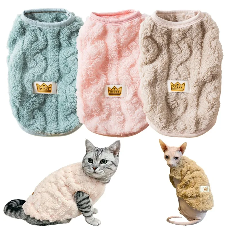Ropa suave y acogedora para gatos, disfraz de lana cálido para invierno, chaleco Sphynx de otoño, suéter para perros pequeños, jersey, chaqueta para mascotas, abrigo, traje