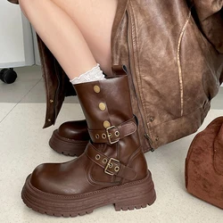 Botines de época góticos mujer – Tacón cuadrado y media pantorrilla