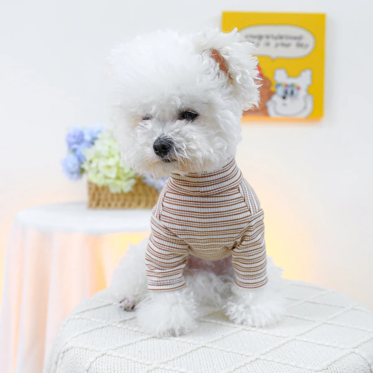 Suéter con Base de amor a rayas para mascotas, suéter bordado con amor para mascotas, ropa para perros y gatos, Sudadera con capucha, ropa para perros pequeños y cachorros - imagen 4