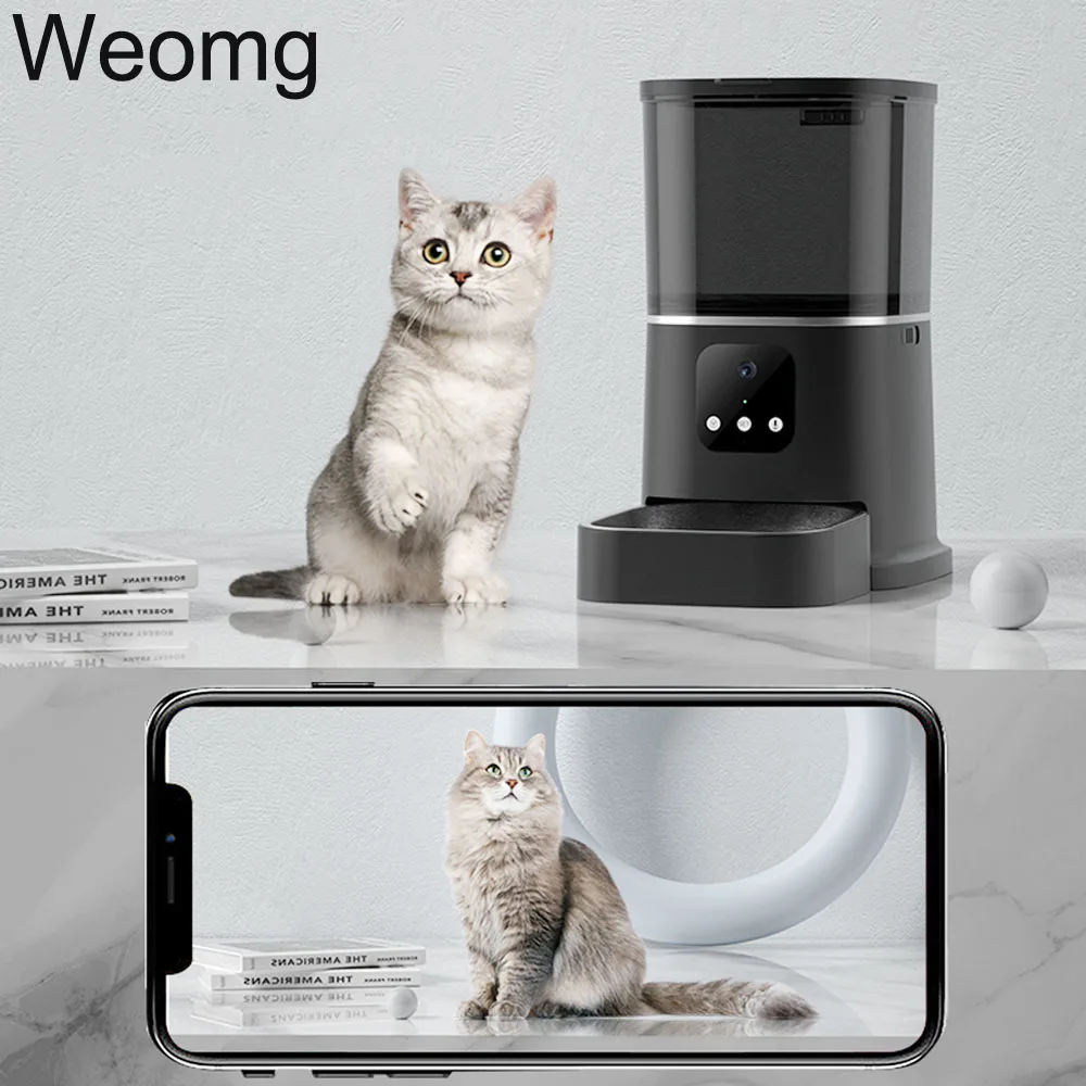 Alimentador inteligente para mascotas con cámara WiFi y capacidad de 6L