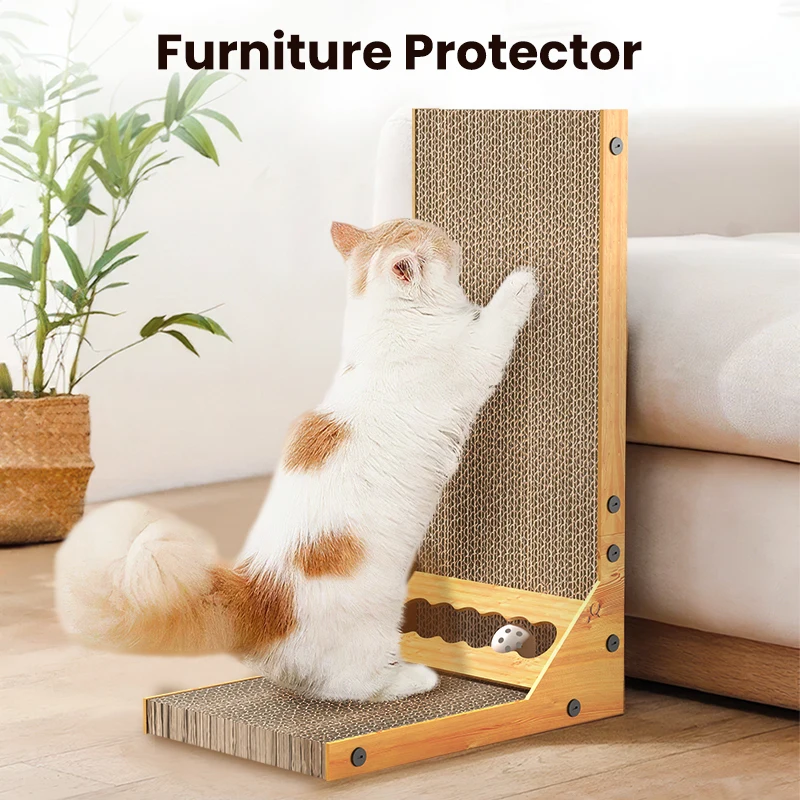 ROJECO rascador para gatos en forma de L, tablero rascador para gatos, juguetes, garra, raspador, estera, muebles para gatos, accesorios protectores - imagen 2