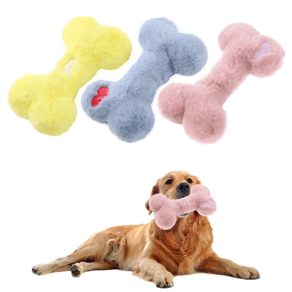 Juguete para masticar para perros con forma de hueso, juguete interactivo chirriante para cachorros, perros pequeños y medianos, masticar duradero y no tóxico