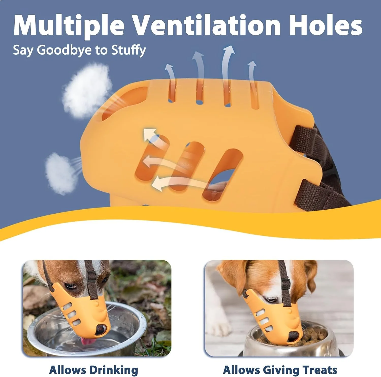 Bozal de silicona transpirable para perro, cubierta de boca para evitar mordeduras y masticar, bozal divertido de rinoceronte con correa ajustable para la cabeza - imagen 4