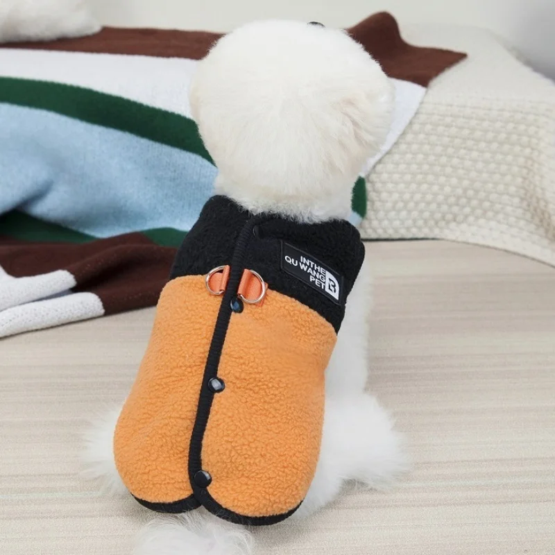 Bonita chaqueta lisa para perro, abrigo de otoño, ropa de felpa para perros, chaleco suave y cálido para cachorros, chaqueta de lujo para gatos, abrigo para mascotas, ropa para Yorkies - imagen 4