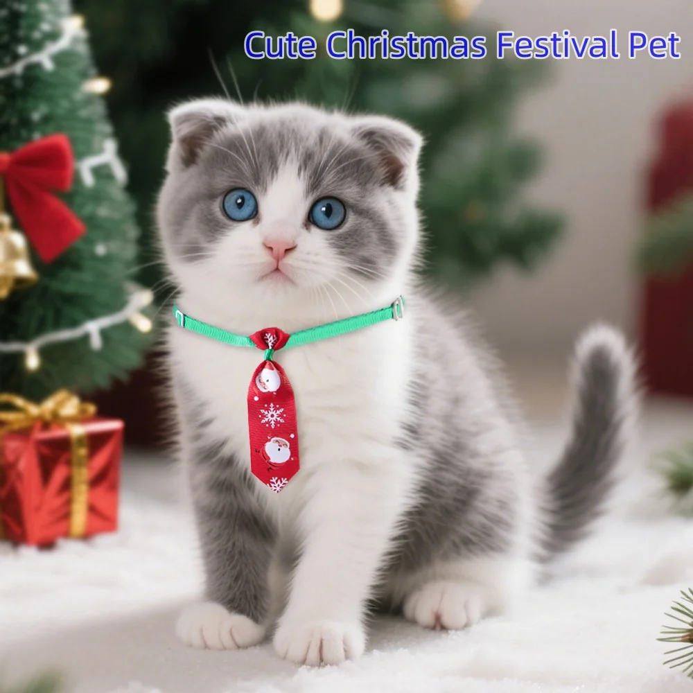 Linda corbata navideña para mascotas, accesorios para gatos, Collar, recuerdos de Feliz Navidad, perro, cachorro, gato, gatito, pajarita, cuello de gato, decoración para mascotas - imagen 3
