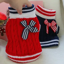 Ropa de invierno para perros - Jersey de cuello alto rojo marino