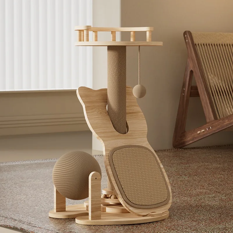 Marco de escalada de Sisal para el hogar, nido de juguete para gatos pequeños, plato giratorio de madera maciza, suministros de productos para mascotas, rascadores, accesorios para muebles - imagen 2