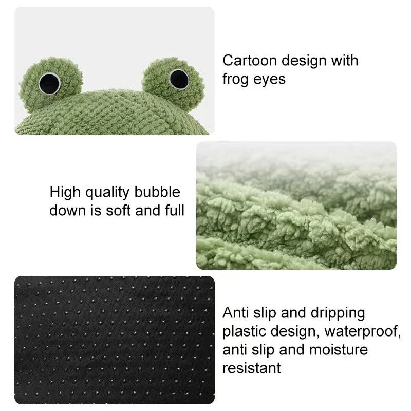 Cama para Gato, cama para perros pequeños, estera redonda de felpa de rana de dibujos animados, cálida, para dormir profundo, cómoda, suave y transpirable, suministros para mascotas - imagen 5