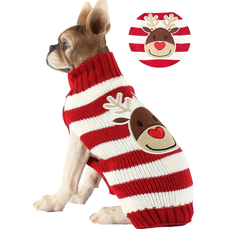 Suéter de dibujos animados de Navidad para mascotas, prendas de punto de invierno para perros pequeños, ropa cálida para Yorkie, abrigo, tejido de ganchillo - imagen 2