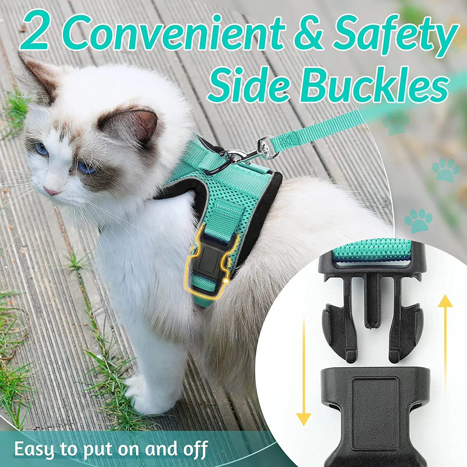Arnés suave con correa para gatos – Chaleco ajustable anti-escape - imagen 2