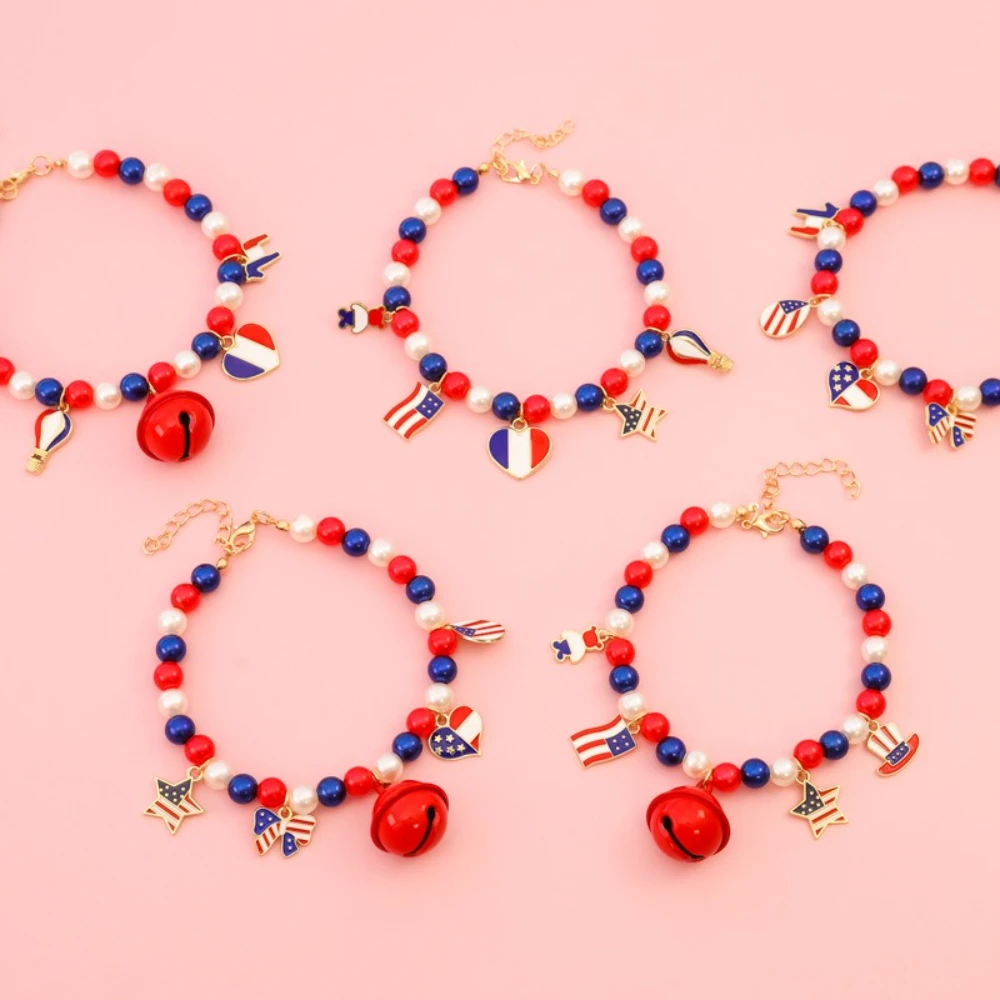 Collar de perlas con bandera EE. UU. para perros y gatos – 4 de julio - imagen 4
