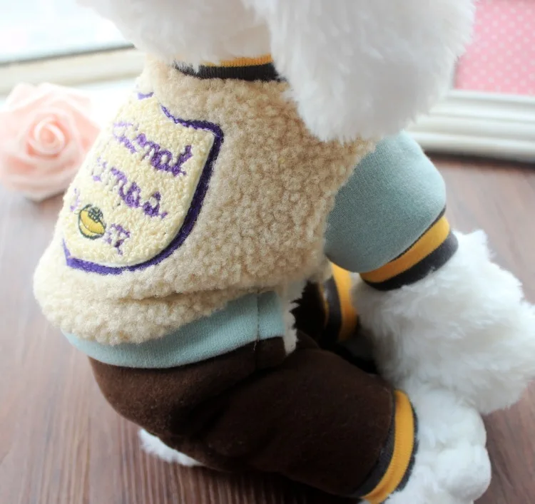 Sudadera con capucha de lana de cordero para mascotas, pantalones de cuatro patas, ropa cálida de felpa para perros pequeños, mono de cuatro patas, ropa de otoño e invierno - imagen 4