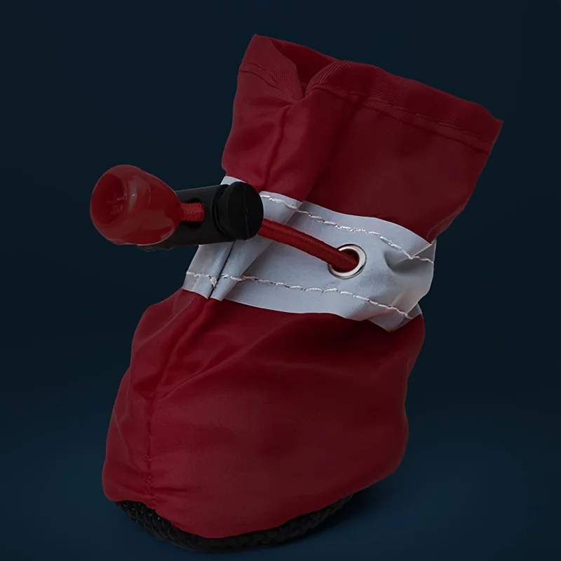 4 unids/set zapatos impermeables para perros, botas reflectantes para perros, zapatos antideslizantes para cachorros, Botas de nieve suaves para la lluvia al aire libre para perros pequeños - imagen 2