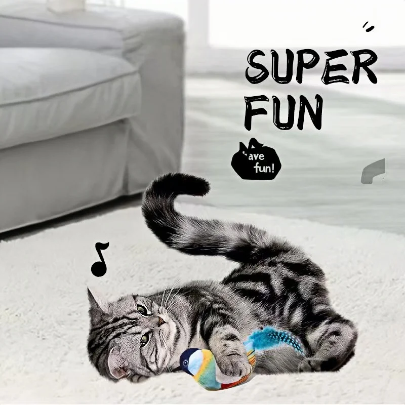 Juguetes interactivos para gatos, pájaro volador, juguete para gatos, alas batientes, hierba gatera, juguete para gatos, juguetes para gatitos activados por tacto con pluma - imagen 3