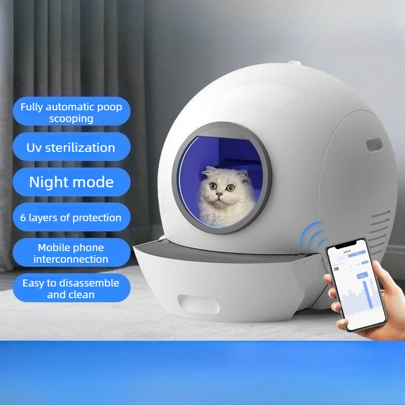 Caja de arena automática grande para gatos con Wi-Fi anti-salpicaduras - imagen 2