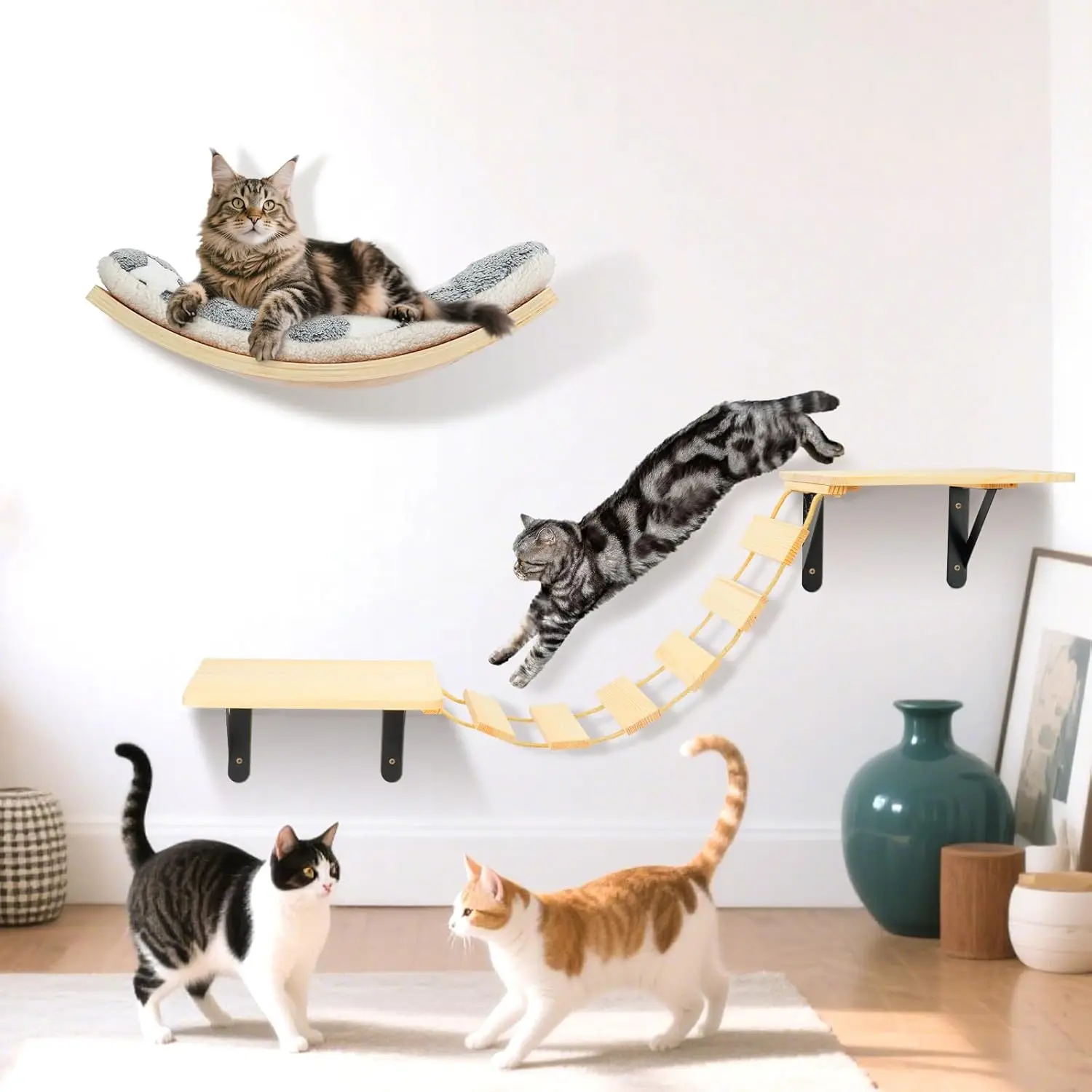 Estantes de pared para gatos: dormir, jugar y trepar en un mueble