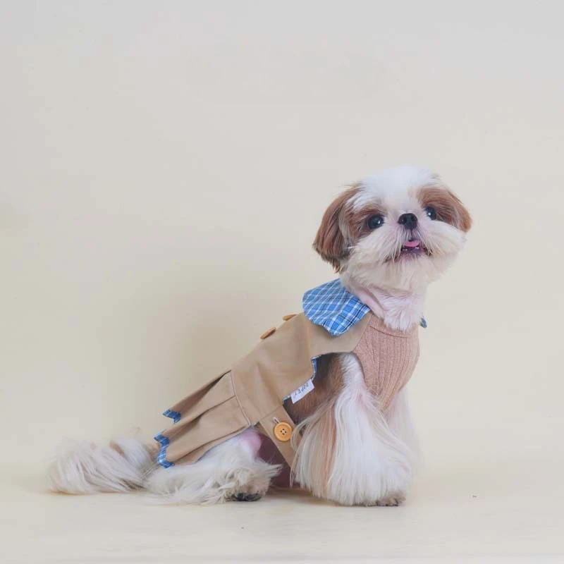 Vestido a cuadros de otoño/invierno para mascotas, bonito rompevientos Schnauzer, abrigo para perros pequeños, vestidos para perros pequeños, ropa para cachorros - imagen 5