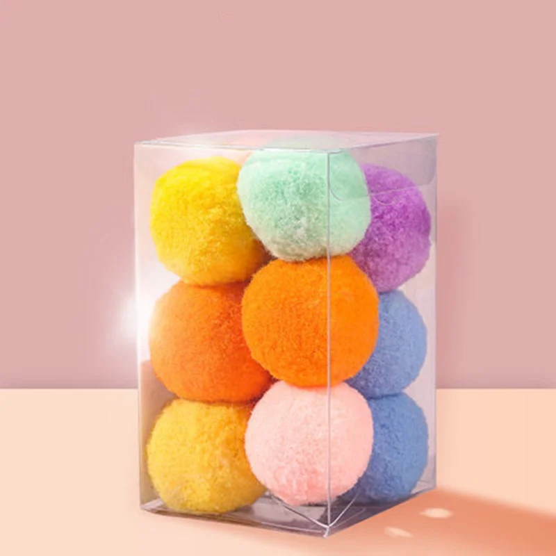 Pelota elástica de felpa para gatos, juguete interactivo para masticar, accesorios para mascotas, caja de regalo de 3/4cm, 12 piezas - imagen 5