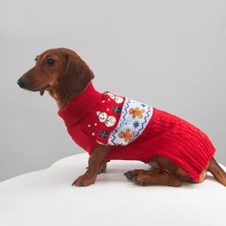 Suéter de lana térmico para perro salchicha – Abrigo cálido rojo
