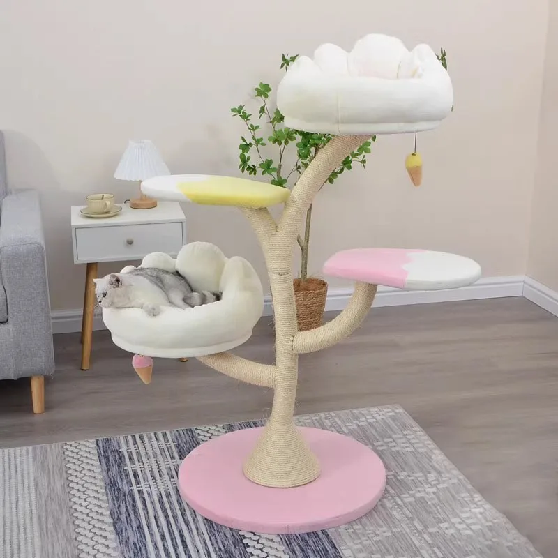 Poste rascador para gatos, casa de varios niveles, productos de rebote para mascotas, patio de juegos, juguetes, accesorios, muebles para gatos, suministros de entrenamiento - imagen 4