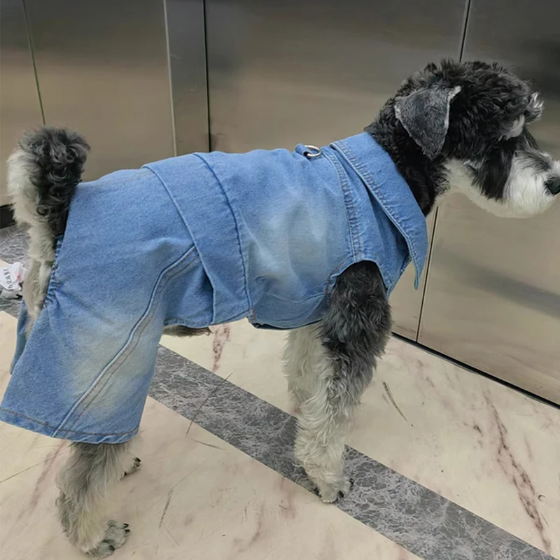 2025 Nuevo diseño de monos de mezclilla para perros pequeños con mochila snack: traje de jeans duradero para cachorros de niño y niña - imagen 2