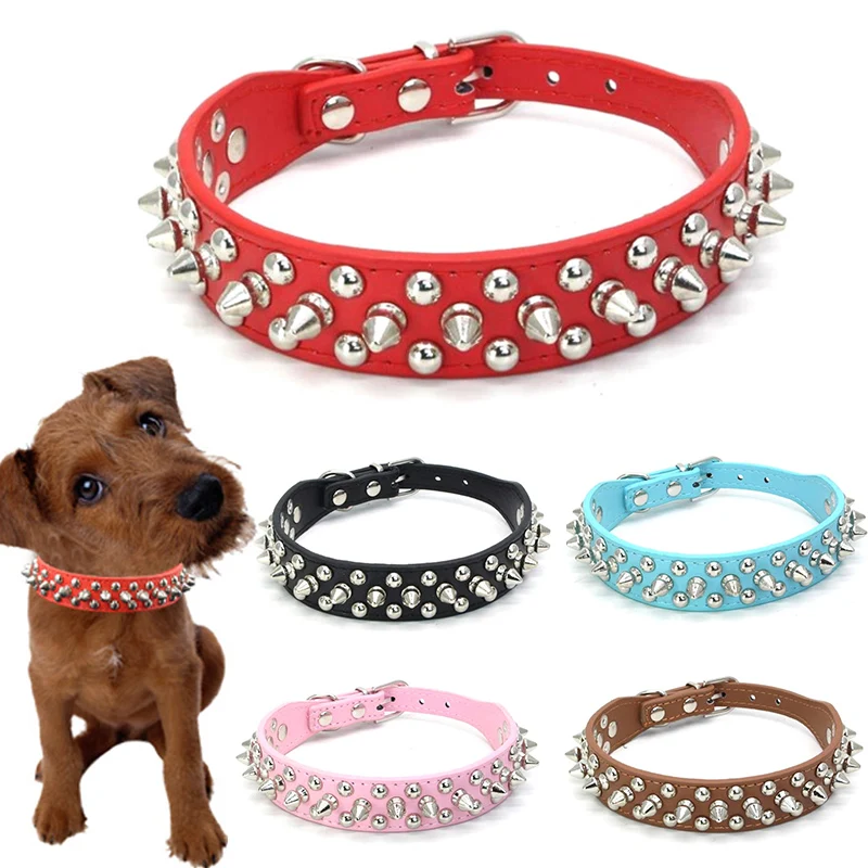 Remaches, collares de cuero PU para mascotas para perros de Lagre medianos, Collar de perro con tachuelas de Bull Terrier para caminar, accesorios para perros - imagen 3