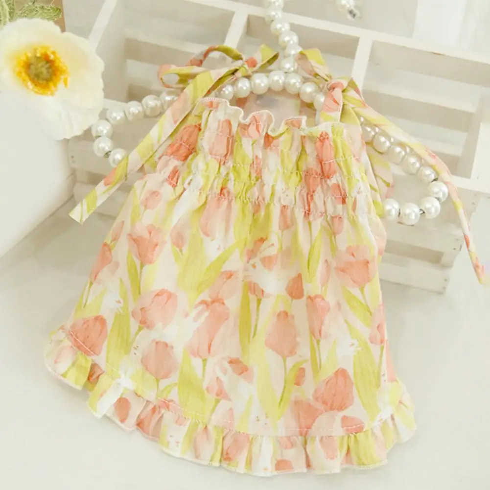 Vestido con dobladillo y volantes para gato, ropa Floral de princesa para mascotas - imagen 4