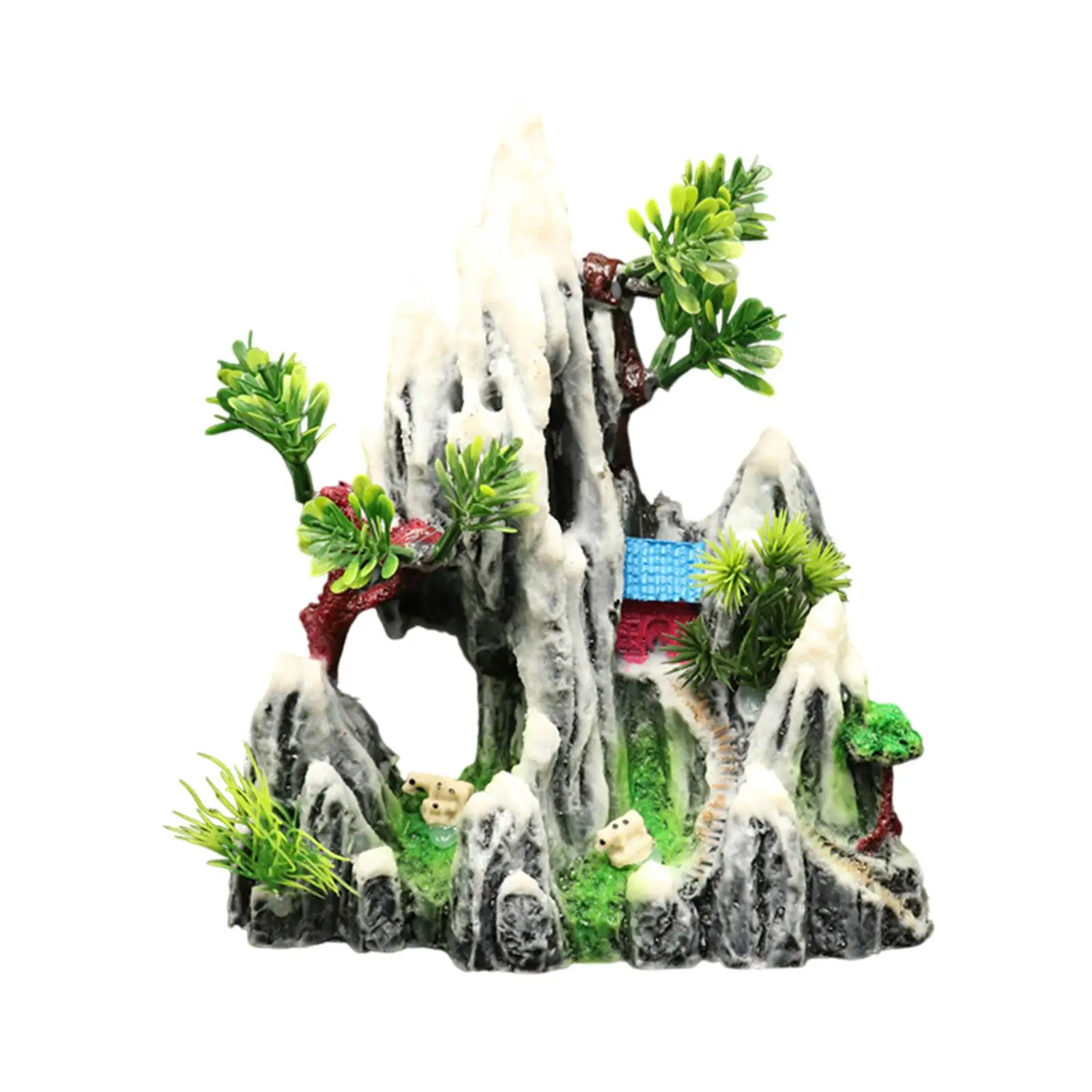 Paisaje de pecera, árbol de rocalla artificial, adorno de roca, 18x8x21cm, diseño de cueva oculta realista y ligero - imagen 3