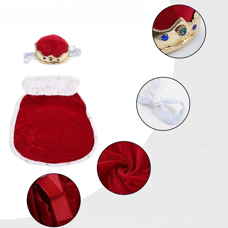 Ropa de Halloween para perros, capa roja para cachorros, ropa para perros grandes, rey y reina, accesorios navideños para perros, disfraz ajustable con foto - imagen 5